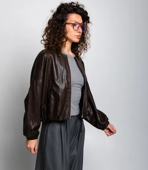 Бомбер #КТ619037, тёмно-коричневый