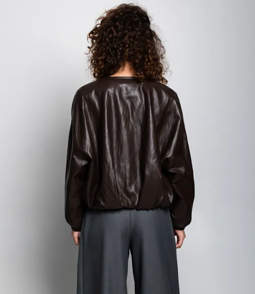 Бомбер #КТ619037, тёмно-коричневый