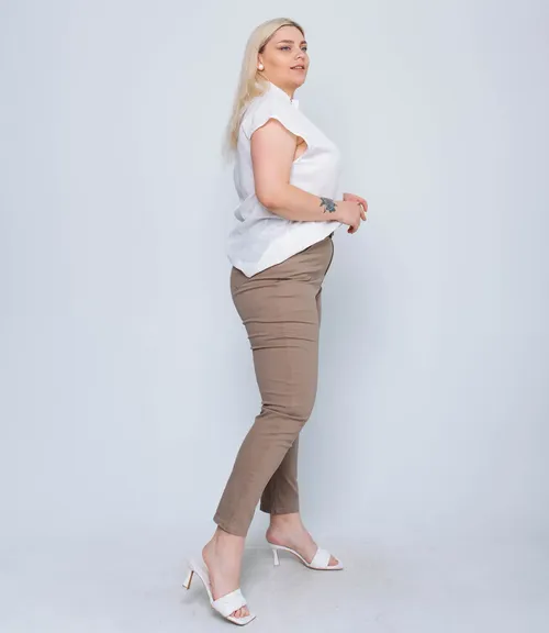 Брюки #ОДВ589, бежевый - фото 2