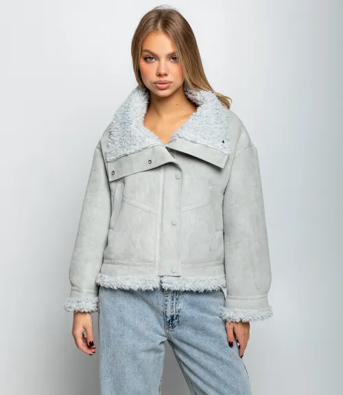 Дублёнка #КТ7580 (1), серо-голубой