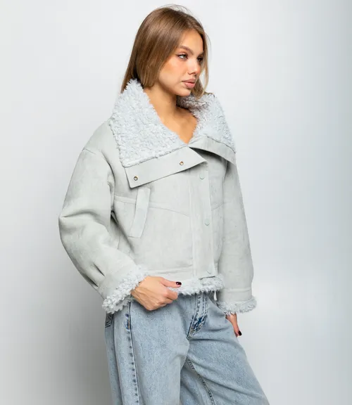 Дублёнка #КТ7580 (1), серо-голубой