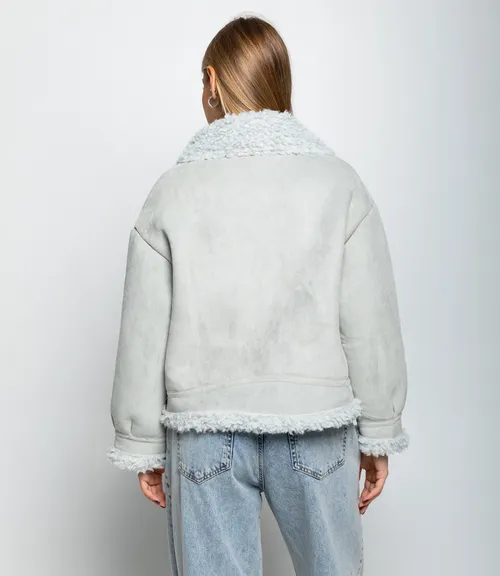 Дублёнка #КТ7580 (1), серо-голубой