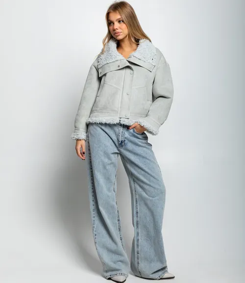 Дублёнка #КТ7580 (1), серо-голубой