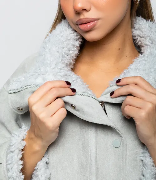 Дублёнка #КТ7580 (1), серо-голубой