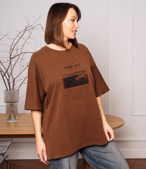 Футболка #КТ6848, коричневый