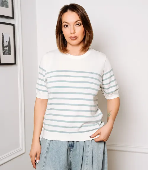 Футболка #ОКТ185002, ментоловый, белый