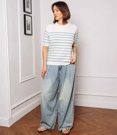 Футболка #ОКТ185002, ментоловый, белый