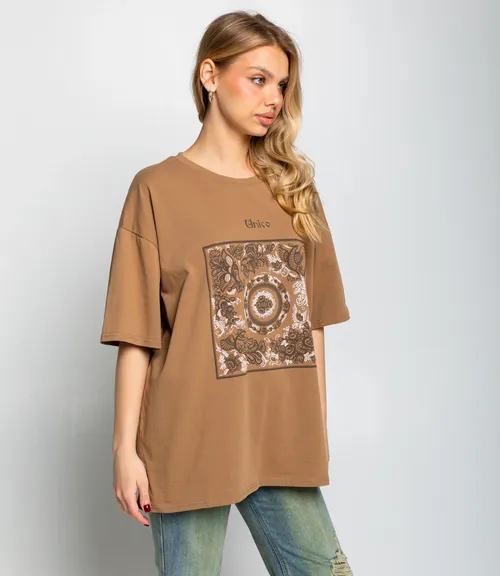 Футболка #КТ308230, тёмно-бежевый