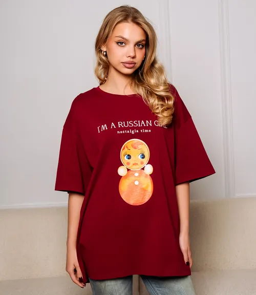 Футболка #КТ308235, бордовый