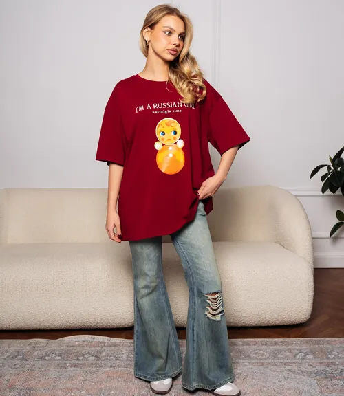 Футболка #КТ308235, бордовый