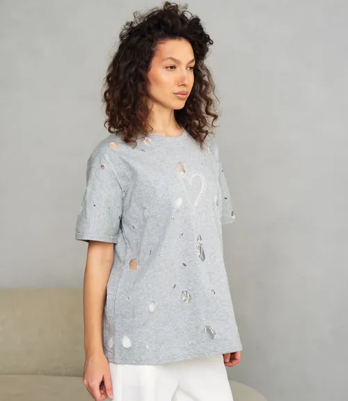 Футболка #КТ881001, серый меланж