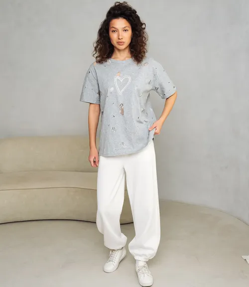 Футболка #КТ881001, серый меланж