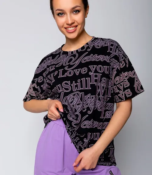 Футболка #КТ8848, фиолетовый,чёрный - фото 5