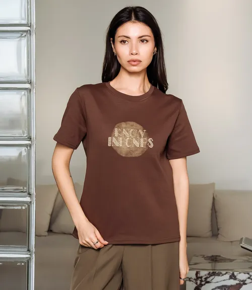 Футболка #КТ30815, шоколадный