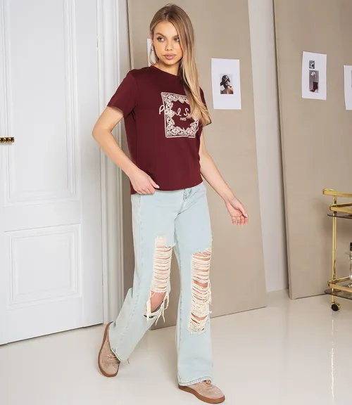 Футболка #КТ8812 (2), бордовый