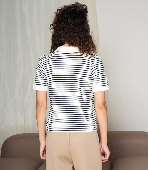 Футболка #КТ1002 (3), тёмно-синий, молочный