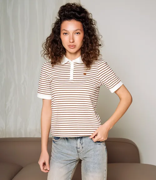 Футболка #КТ1002 (3), коричневый, молочный