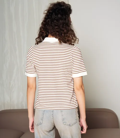 Футболка #КТ1002 (3), коричневый, молочный