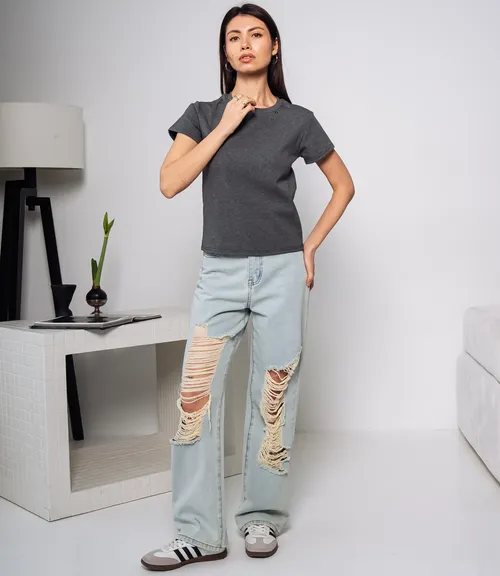 Футболка #КТ250360, тёмно-серый меланж