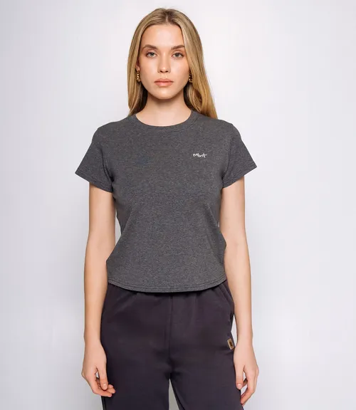 Футболка #КТ250365, тёмно-серый меланж