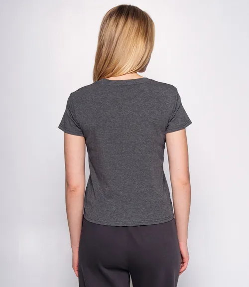 Футболка #КТ250365, тёмно-серый меланж