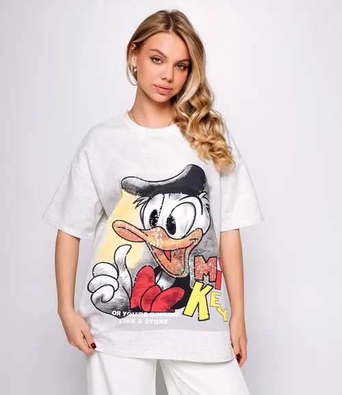 Футболка #КТ2546, серый меланж