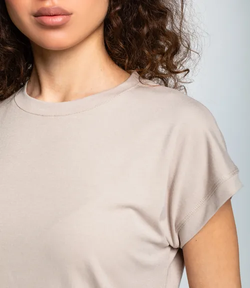 Футболка #КТ1016 (1)-1, бежево-серый