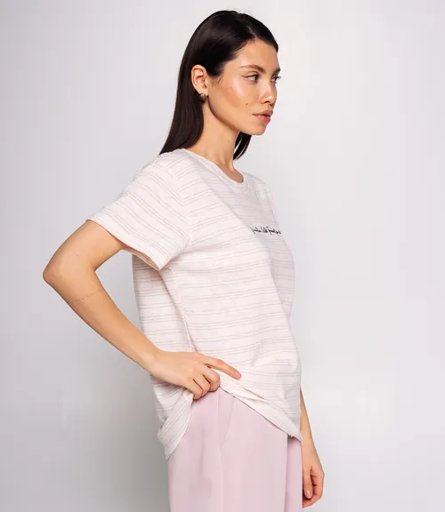 Футболка #КТ9102 (1), розовый, белый