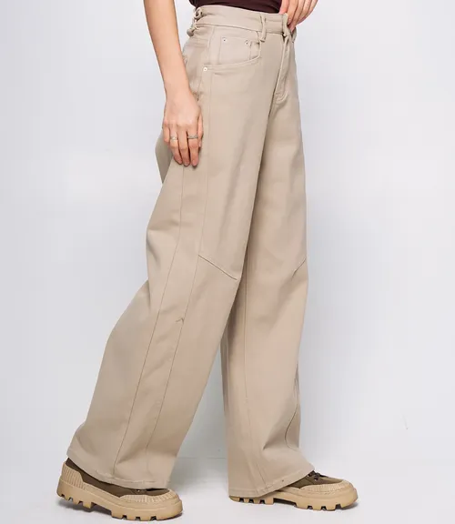 Джинсы #КТ15108, бежевый