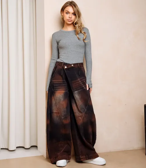 Джинсы #КТ3975, коричневый