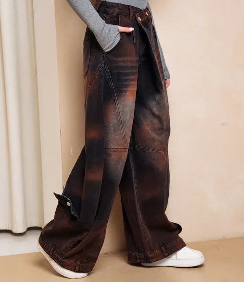 Джинсы #КТ3975, коричневый