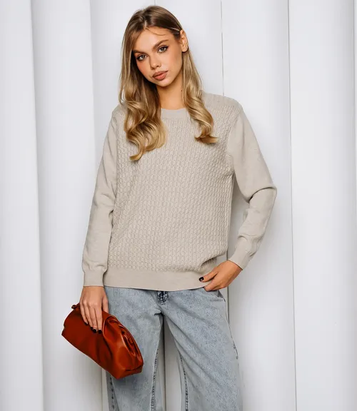 Джемпер #КТ24069, бежево-серый