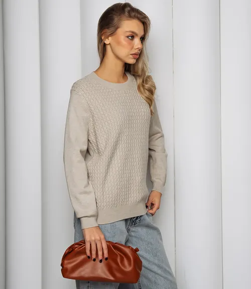 Джемпер #КТ24069, бежево-серый