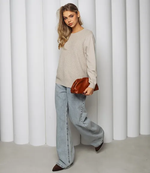 Джемпер #КТ24069, бежево-серый