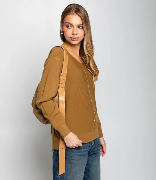 Джемпер #КТ8208, тёмно-бежевый