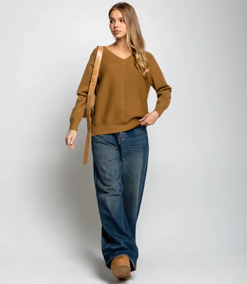 Джемпер #КТ8208, тёмно-бежевый