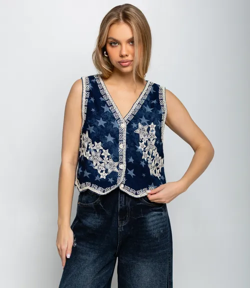 Джинсовый жилет #КТ802 (15), синий