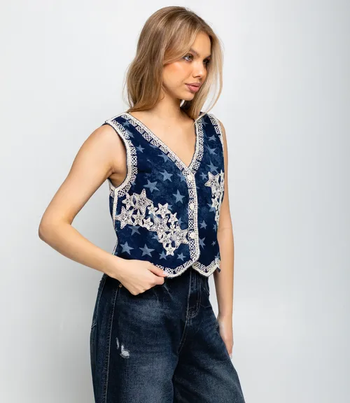 Джинсовый жилет #КТ802 (15), синий