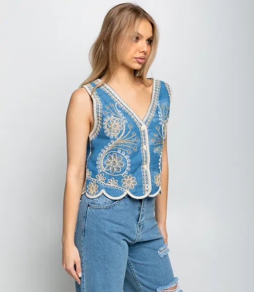 Джинсовый жилет #КТ102 (10), голубой