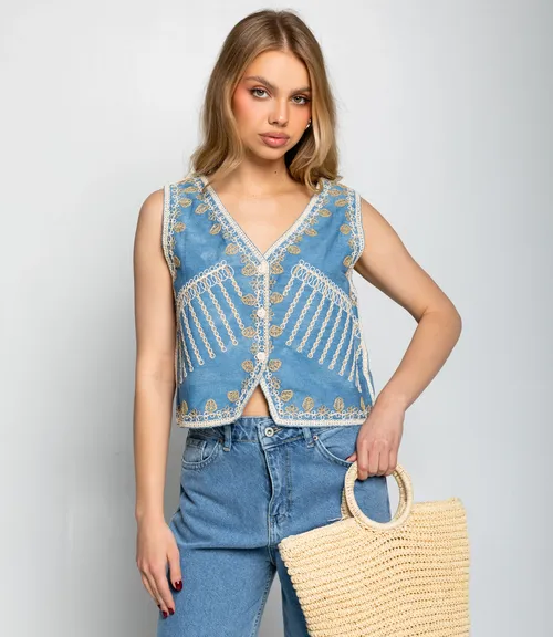 Джинсовый жилет #КТ103 (10), голубой