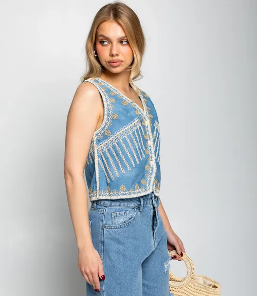 Джинсовый жилет #КТ103 (10), голубой