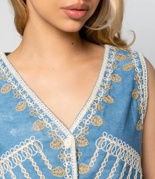 Джинсовый жилет #КТ103 (10), голубой