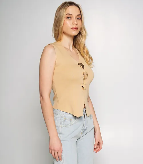 Жилет #КТ31050, бежевый