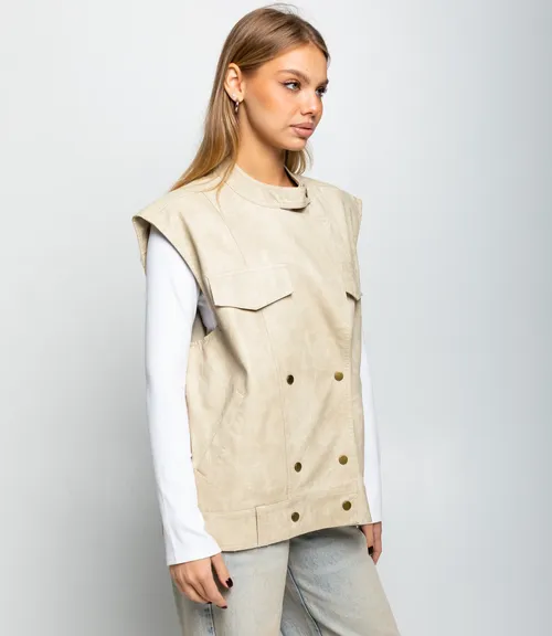 Жилет #КТ6366, светло-бежевый