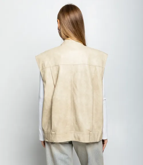 Жилет #КТ6366, светло-бежевый