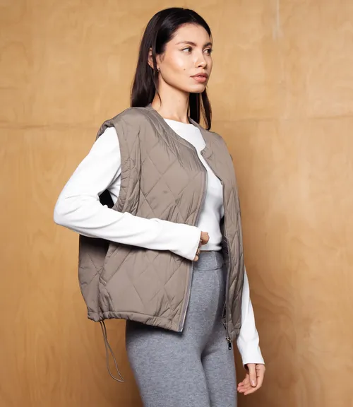 Жилет #КТ750, бежево-серый