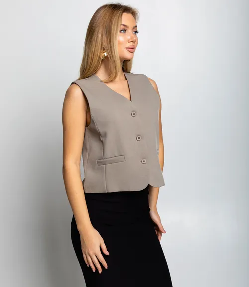 Жилет #КТ6001 (6), бежево-серый