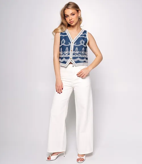 Джинсовый жилет #КТ815 (7), белый, синий