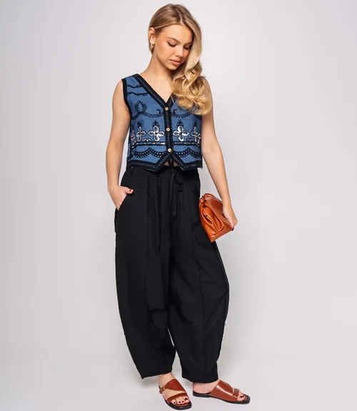 Джинсовый жилет #КТ815 (7), чёрный, синий