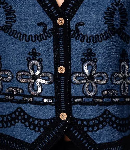 Джинсовый жилет #КТ815 (7), чёрный, синий